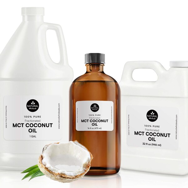 Coconut MCT Oil - 100% Pure Unrefined Cold Pressed Natural Carrier Oil - Topical, Moisturizer, Massage, Skin, Hair, Soapmaking & Body Oil.