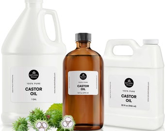 Castor Oil - 100% Pure, Hexane-Free Carrier Oil. Dry Skin, Topical, Hand, Skin, Hair Growth, Eyelashes, Eyebrows.