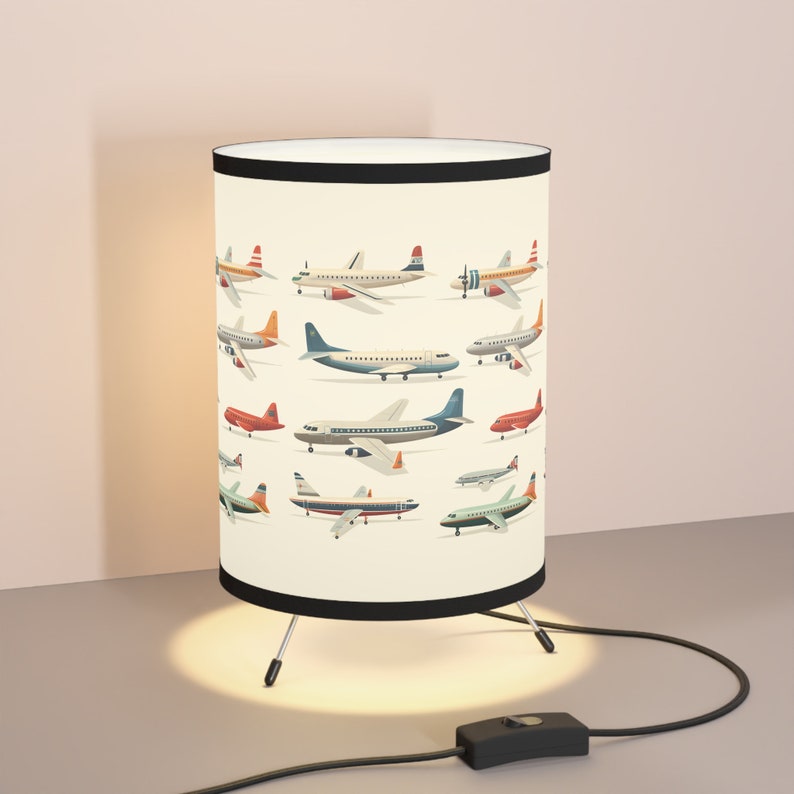 Airplane Desk Lamp, Table Lamp With Planes, Vintage Airplane Lamp