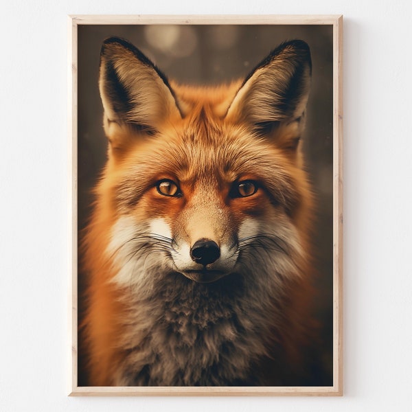 Printable fox wall art, Oil Painting, digital download, printable art, fox gift, wildlife art, wildlife printable art