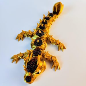 STL Articulated Dragon of Thorns and Roses: Bookish Decor - Fidget Friend