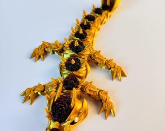 STL Articulated Dragon of Thorns and Roses: Bookish Decor - Fidget Friend