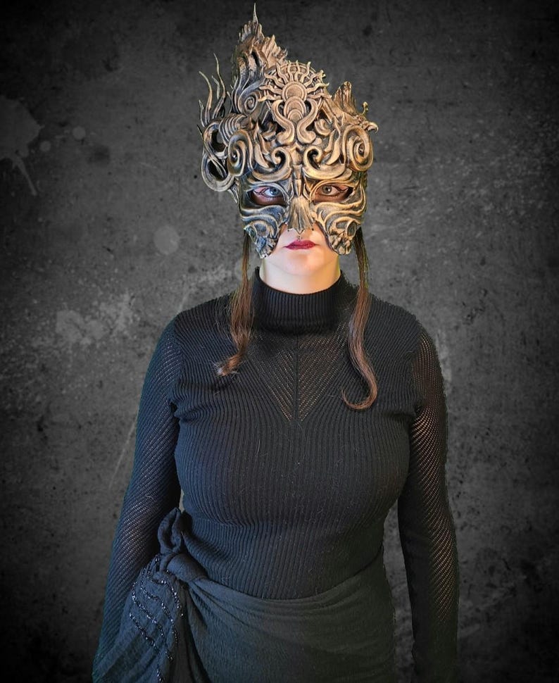 STL Golden Dread Trove Mask 3D Print File Bookish Fan Art Cosplay Witch Mask image 4