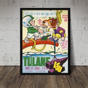 1964 TULANE GREEN WAVE Football Program Print - Digital Download, Printable Art, Vintage Football Decor, Football Print, Football Poster