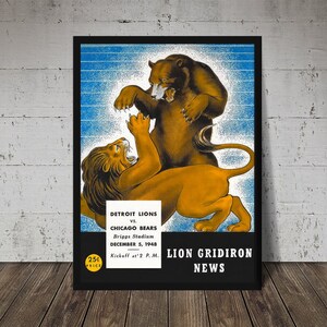 1948 DETROIT LIONS Print - Decoración de fútbol vintage, impresión de fútbol, cartel de fútbol, arte de pared de fútbol, arte de fútbol