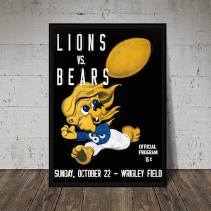 1954 DETROIT LIONS Print - Digital Download, Printable Art, Vintage Football Decor, Football Print, Football Poster, Football Wall Art