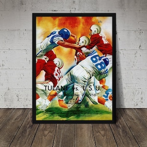1958 TULANE GREEN WAVE Football Program Print - Digital Download, Printable Art, Vintage Football Decor, Football Print, Football Poster