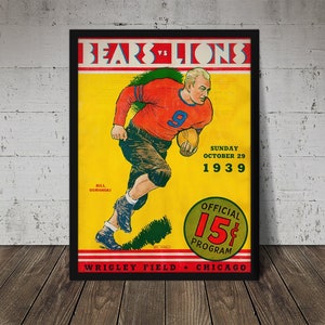 1939 CHICAGO BEARS Print - Vintage Football Decor, NFL Poster, Football Print, Football Poster, Football Wall Art, Football Artwork