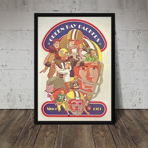 1968 GREEN BAY PACKERS Print - Vintage Football Decor, Football Print, Football Poster, Football Wall Art, Football Artwork