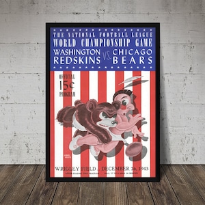 1943 CHICAGO BEARS Print - Vintage Football Decor, NFL Poster, Football Print, Football Poster, Football Wall Art, Football Artwork
