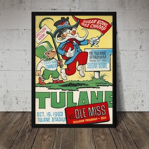 1963 TULANE GREEN WAVE Football Program Print - Digital Download, Printable Art, Vintage Football Decor, Football Print, Football Poster