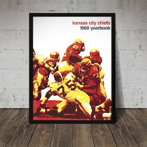 1968 KANSAS CITY CHIEFS Football Program Print- Vintage Football Decor, Football Print, Football Poster, Football Wall Art, Football Artwork