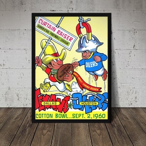 1960 DALLAS TEXANS Print - Digital Download, Printable Art, Vintage Football Decor, Football Print, Football Poster, Football Wall Art