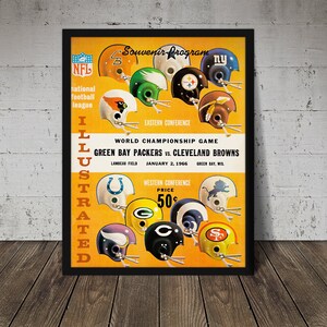 1965 GREEN BAY PACKERS Print - Vintage Football Decor, Football Print, Football Poster, Football Wall Art, Football Artwork