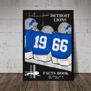 1966 DETROIT LIONS Print - Digital Download, Printable Art, Vintage Football Decor, Football Print, Football Poster, Football Wall Art