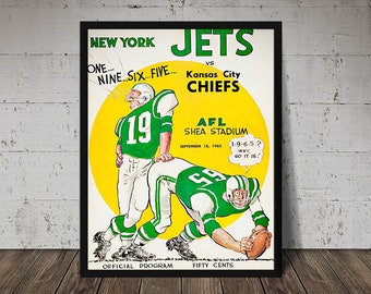 1965 New York Jets Football Print - Vintage Sports Art