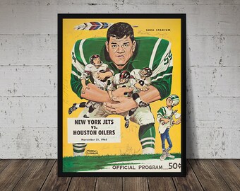 1965 New York Jets Football Poster - Vintage Art Print