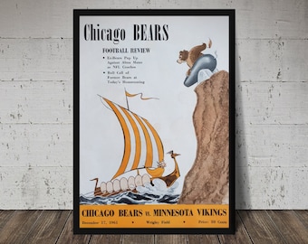 1961 Chicago Bears vs Vikings Print - Vintage NFL Football Poster