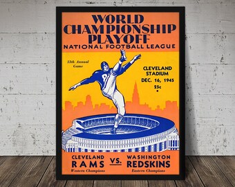 1945 Cleveland Rams Football Program Art Print – Vintage Football Decor