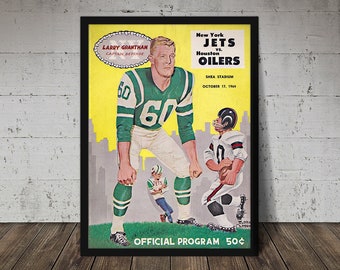 1964 NY Jets vs Oilers Football Art Print – Vintage Sports Decor