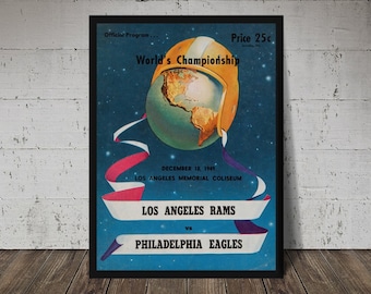 1949 Los Angeles Rams vs Eagles Football Print - Vintage Wall Art