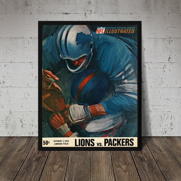 1966 DETROIT LIONS Print - Digital Download, Printable Art, Vintage Football Decor, Football Print, Football Poster, Football Wall Art