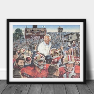 Vintage SAN FRANCISCO 49ers Print Bill Walsh - Vintage Football Decor, Football Print, Football Poster, Football Wall Art, Football Artwork