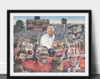 Vintage Bill Walsh 49ers Print – Super Bowl Artwork