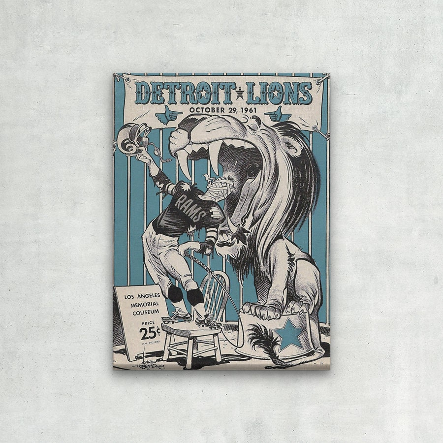 WRAPPED CANVAS - 1961 Detroit LIONS Print - Vintage Football Decor, Football Print, Football Poster, Football Wall Art, Football Artwork