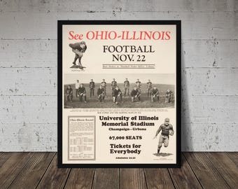 1924 University of Illinois Football Print – Vintage Fighting Illini Decor