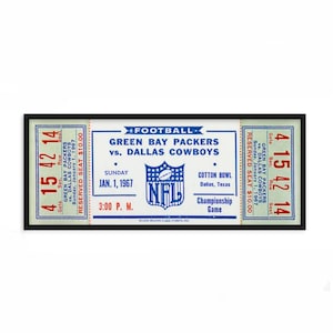 1967 GREEN BAY PACKERS Game Ticket - Vintage Football Decor, Football Print, Football Poster, Football Wall Art