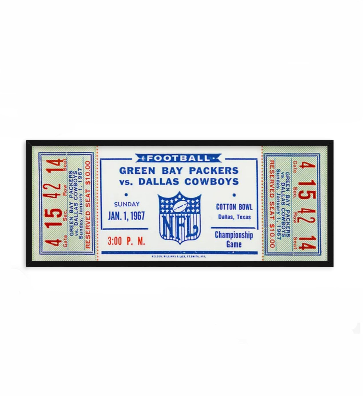 1967 GREEN BAY PACKERS Game Ticket - Vintage Football Decor