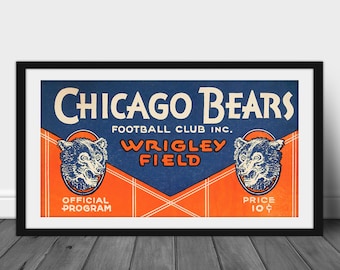 1938 CHICAGO BEARS Football Program Print - Vintage Football Decor, Football Print, Football Poster, Football Wall Art, Football Artwork