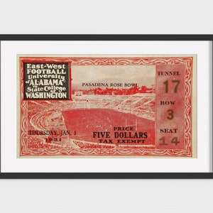 1931 UNIVERSITY OF ALABAMA Crimson Tide Print - Vintage Football Decor, Football Print, Football Poster, Football Wall Art, Football Artwork