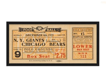 1925 Chicago Bears Ticket Print – Vintage Football Poster