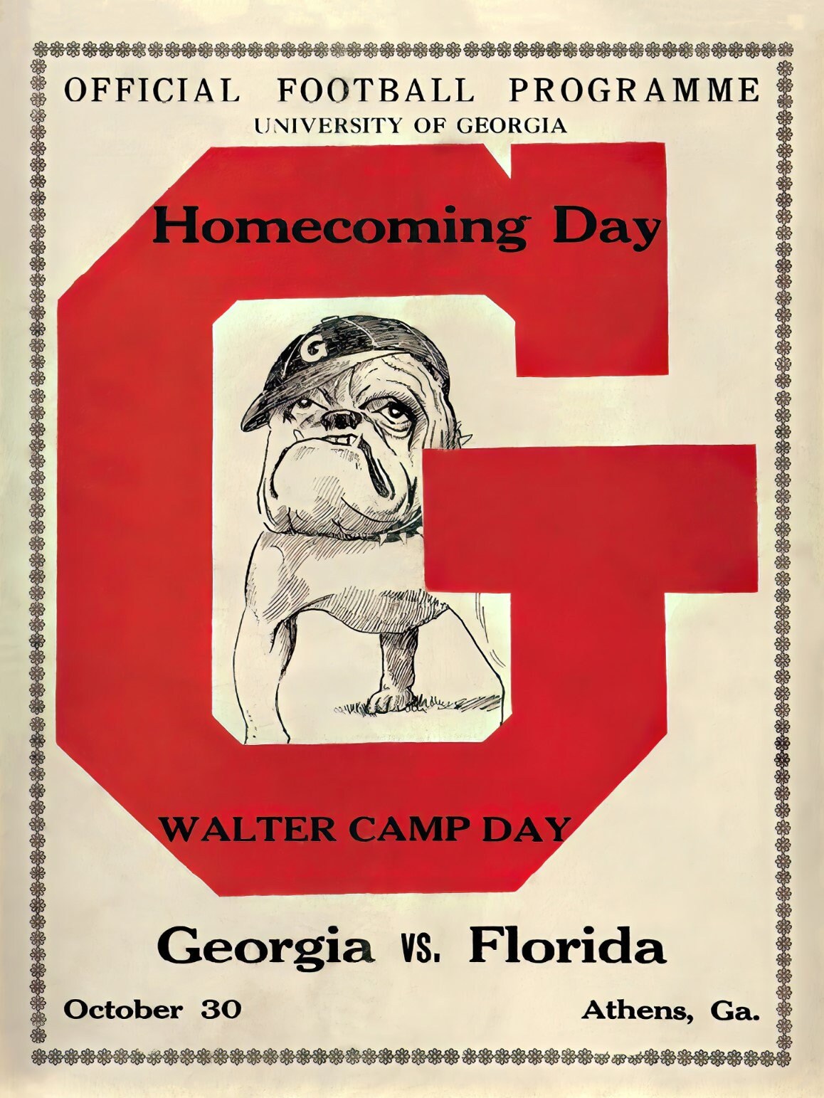 1926 UNIVERSITY of BULLDOGS Football Program Print Vintage