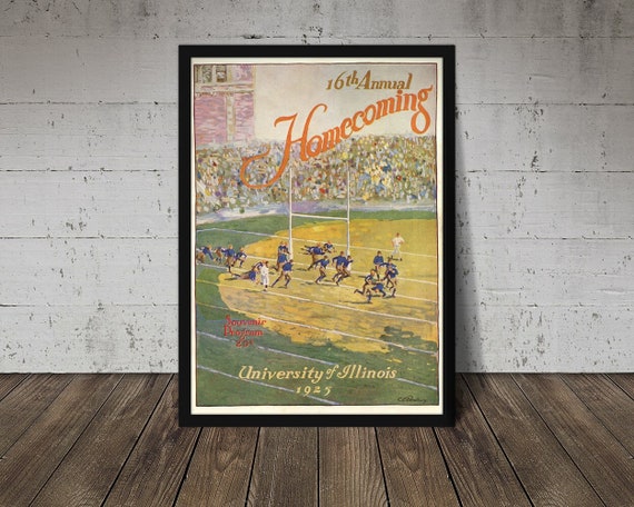 1925 UNIVERSITY OF ILLINOIS Fighting Illini Print - Digital Download, Printable Art, Vintage Football Decor, Football Print, Football Poster