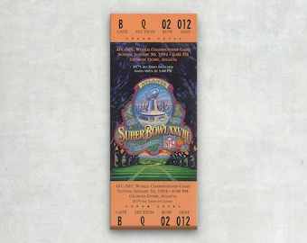 1994 Super Bowl XXVIII Ticket Stub Canvas Print - Dallas Cowboys