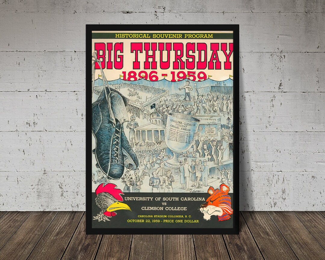 1959 UNIVERSITY of SOUTH CAROLINA Gamecocks Football Program Print