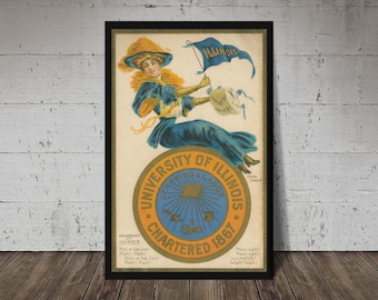 1908 University of Illinois Fighting Illini Vintage Print