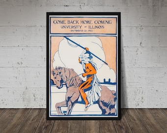 1922 University of Illinois Football Print - Vintage Fighting Illini Art