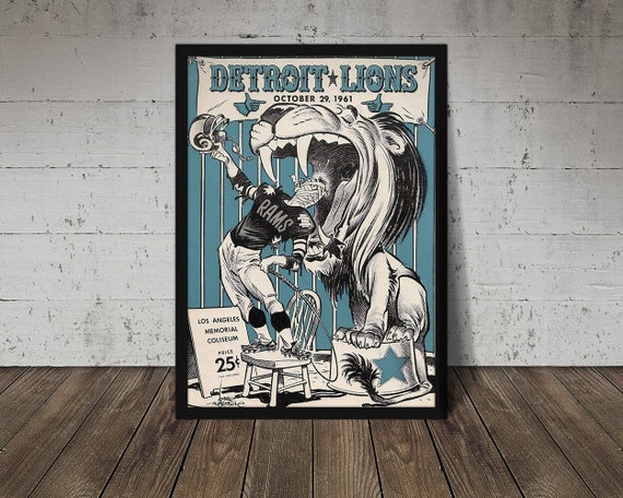 1961 DETROIT LIONS Print - Vintage Football Decor, Football Print, Football Poster, Football Wall Art, Football Artwork