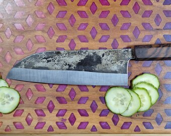 Santoku/ Japanese kitchen knife/ handmade/ walnut handle