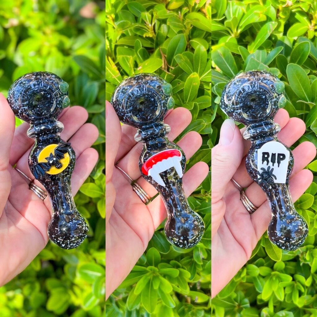 Black Cat Halloween Hand Pipe Spooky Pipe Girly Pipe Halloween Pipe