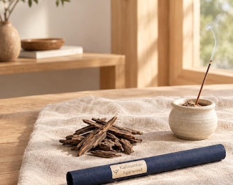 Agarwood Incense Sticks/ Natural Kalimantan Oud Incense/Pure Meditation Fragrance/ Relaxing Home Aroma