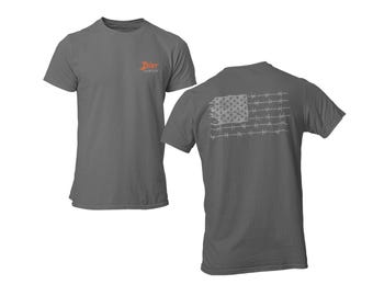 USA Flag with Barbwire | Distressed Men's Tee