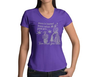 More is Learned from what you are the what you Teach | Distressed Women's V-Neck