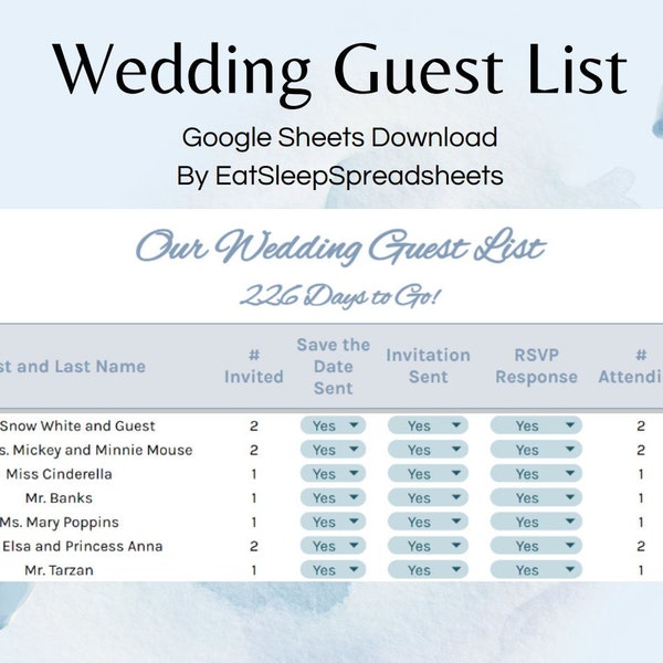 Wedding Guest List (Dusty Blue)