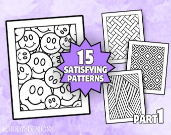 15 Satisfying Patterns | Bold Print Coloring Pages | For Adults and Children | Digital Download