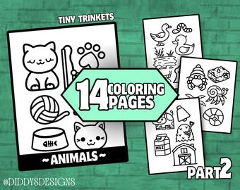 Tiny Animal Coloring Pages | 14 Bold Line Printables (Digital Download)